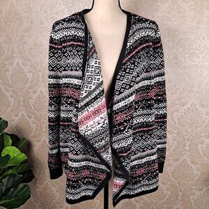Torrid Size 1 (US 14-16) Fair Isle Draped Front Cardigan Jacket Long Sleeve